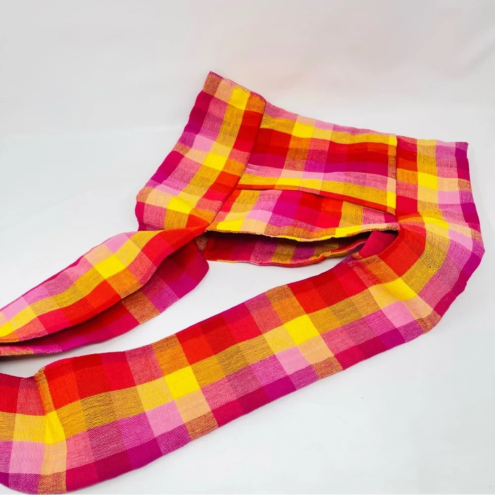 Barefoot Sri Lanka Handwoven Cotton Plaid Shoulder‎ Bag